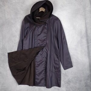 Mycra Pac Rain Coat Womens Small / M Purple Brown Reversible Hooded Donatella